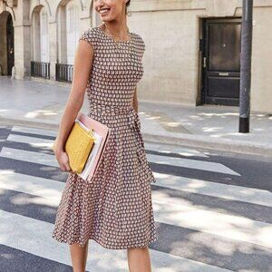 Boden Esmeralda Jersey Dress Pink Tie Belt 6 Petite